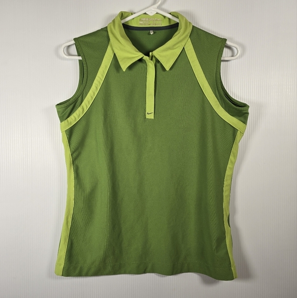 Nike Golf Fit Women's Green Sleeveless Polo  Collared Top Zip Closure Size Small - Picture 1 of 11